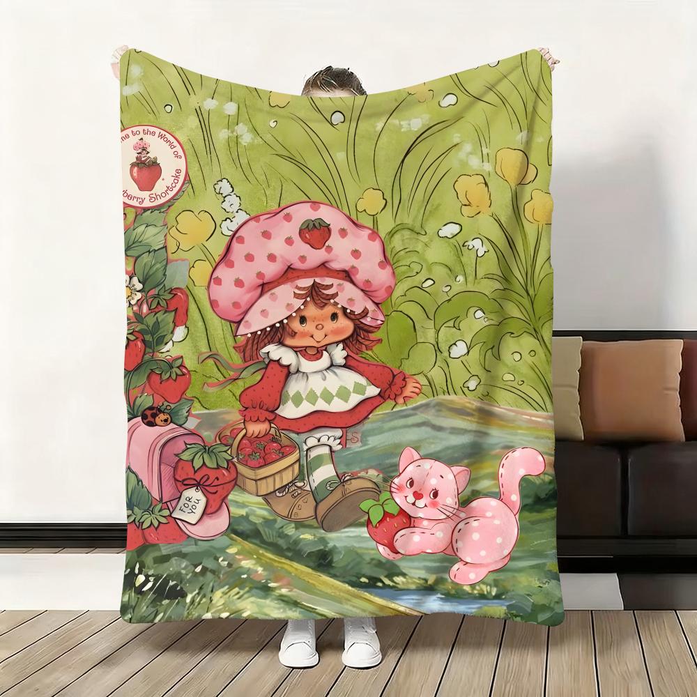 Süßer Cartoon s-Erdbeer S-Sahnetorte Überwurf Flanell Flauschig Weich Decke Warm Hautfreundlich Überwurf für Sofa Bett Büro Nickerchen Winter