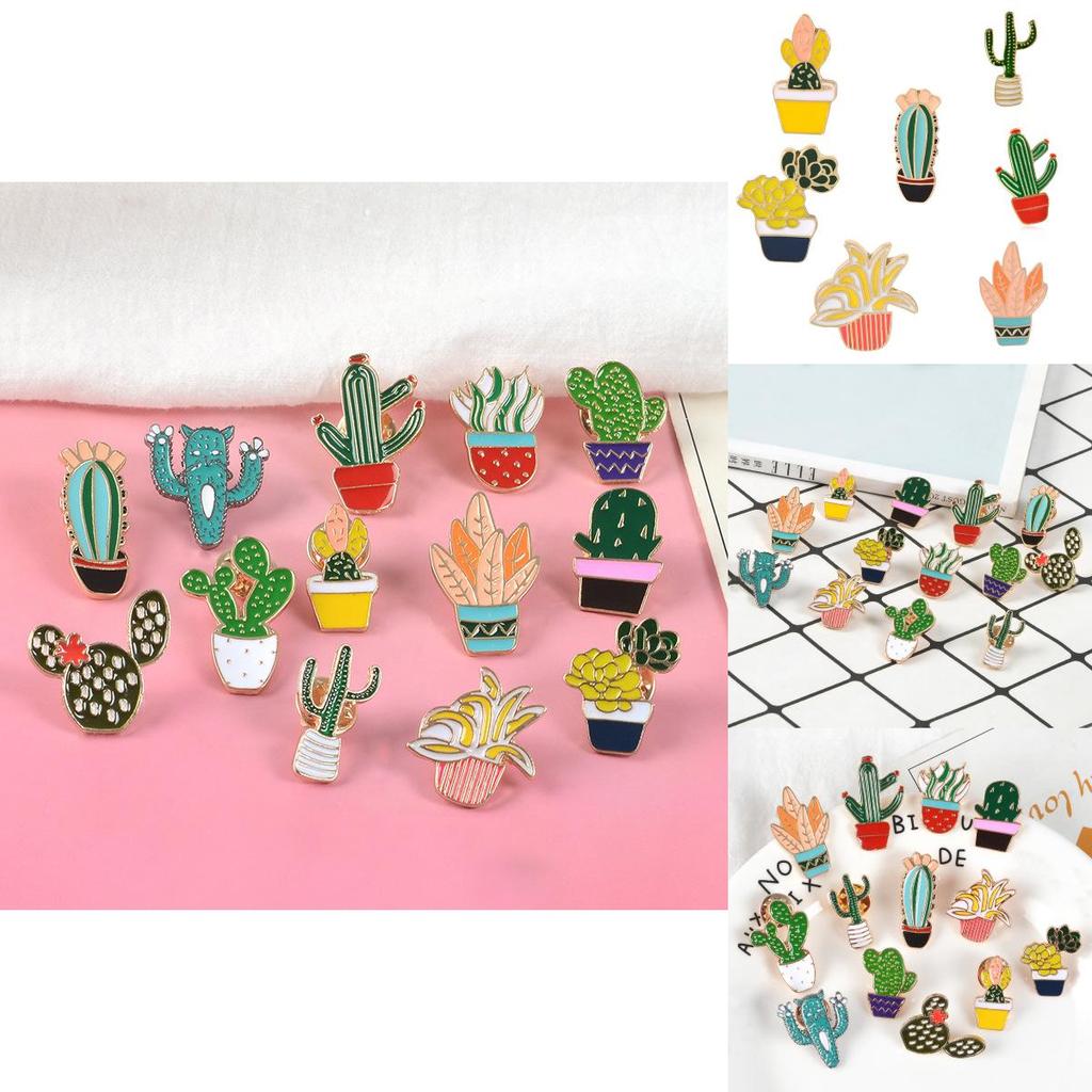 Unique Cartoon Creative Cactus Brooch Pin Accessory For Fashionable Apparel Use