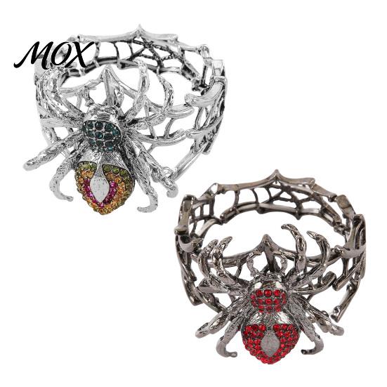 Dunkle Ästhetik Handschmuck Vintage Strass Spinne Armband, Gothic Punk Verstellbarer Stretch Armreif Netz Party Geschenk für Männer Frauen, Geheimnisvoll