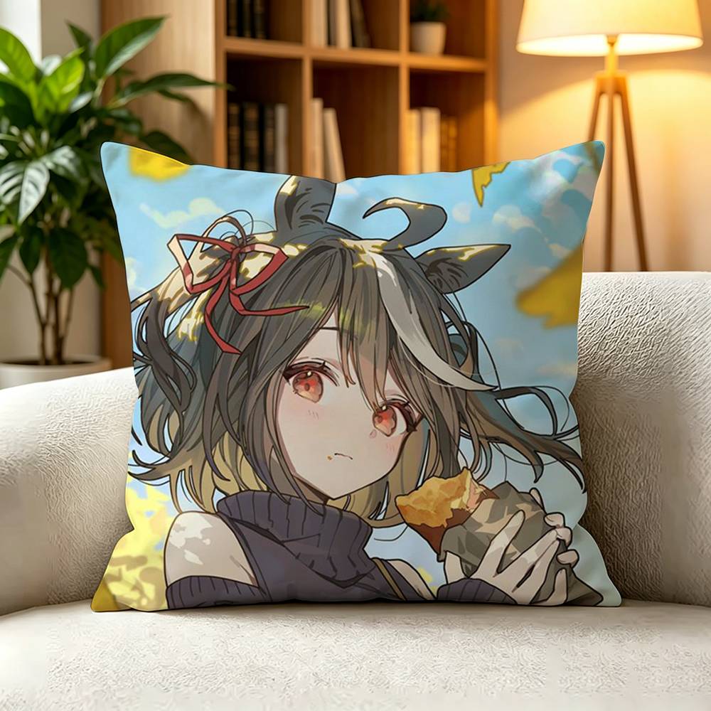 UUmamusume Pretty Derby Uma Musume Game Square DoubleSided printed Pillow Case Bedroom Bedside Pillow Sofa Cushion Cover