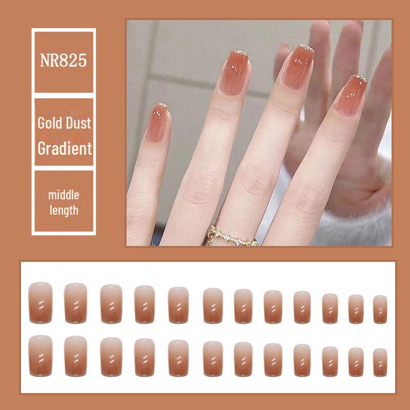 Medium & Long Rectangular T-Shaped Wearable French Cartoon Nail Art Patches - One Size Fake Nails