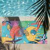 Ocean Design with Palm Leaves & Flowers Towel Quick Drying Beach Towels Are Suitable For Swimming Pools Camping Yoga And The Gym
