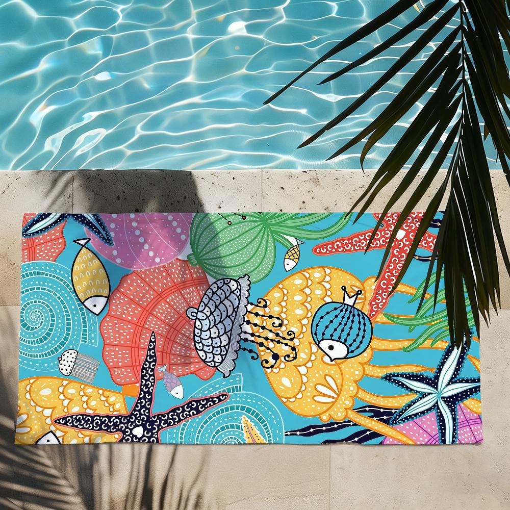 Ocean Design with Palm Leaves & Flowers Towel Quick Drying Beach Towels Are Suitable For Swimming Pools Camping Yoga And The Gym