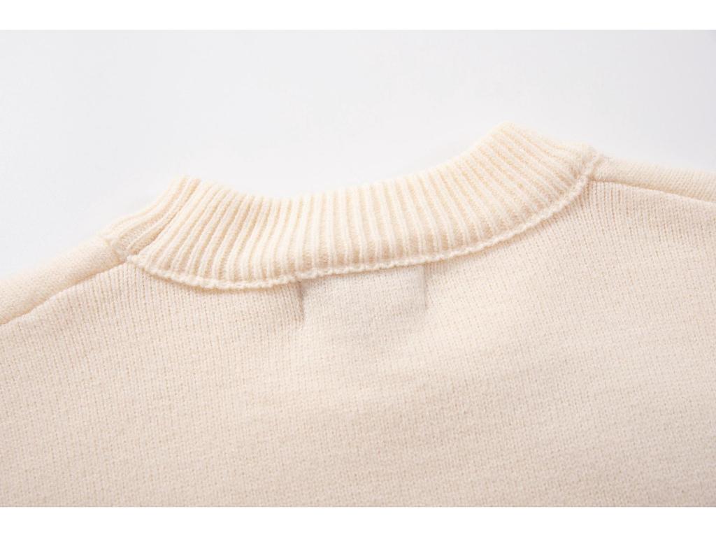 STONE Unisex Spring/Autumn Loose Knit Sweater - Solid Color, Long Sleeve, Round Neck