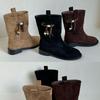 French Khaki Suede Fringed Martin Boots for Women 2025 New Korean Version Thick Heel Round Head Small Short Boots for Women