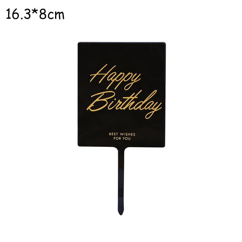 Creative Happy Birthday Acrylic Metal Cake Topper for Birthday Cake Decoration Cake Toppers Flags Wedding Birthday Party Decor
