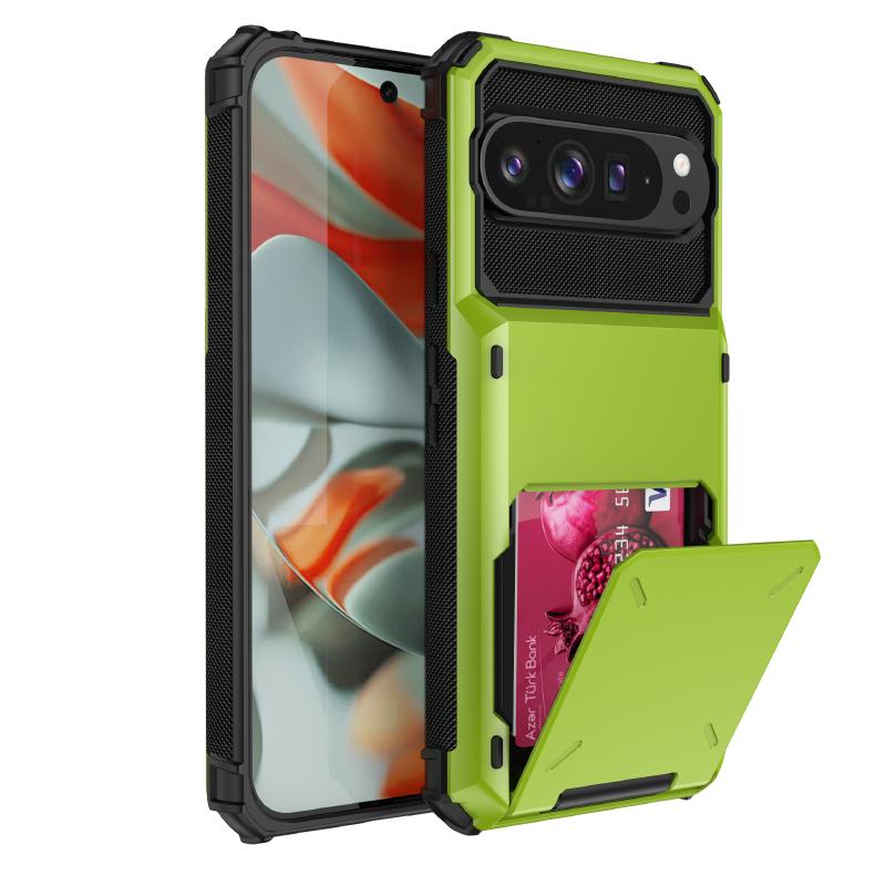 180° Flip Wallet Kartenfach Hartes PC+Weiches TPU Stoßfest Einfarbiges Handyhülle Für Google Pixel 9 9A Pro XL Bumper Rückseite