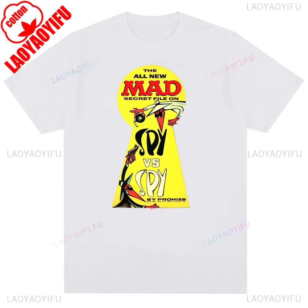 Spy Vs Spy Unisexs T Shirt Summer Cotton Crew Neck Humorous Retro 80s Cartoon Graphic Print Funny Vintage Inspired Fashion Tee