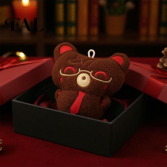 Embroidered Animal Doll Halloween Bear Bat Plush Pendant, Stuffed Devil Backpack Bag Charm, Purse Accessory Hanging with Bead Chain, Party Favors