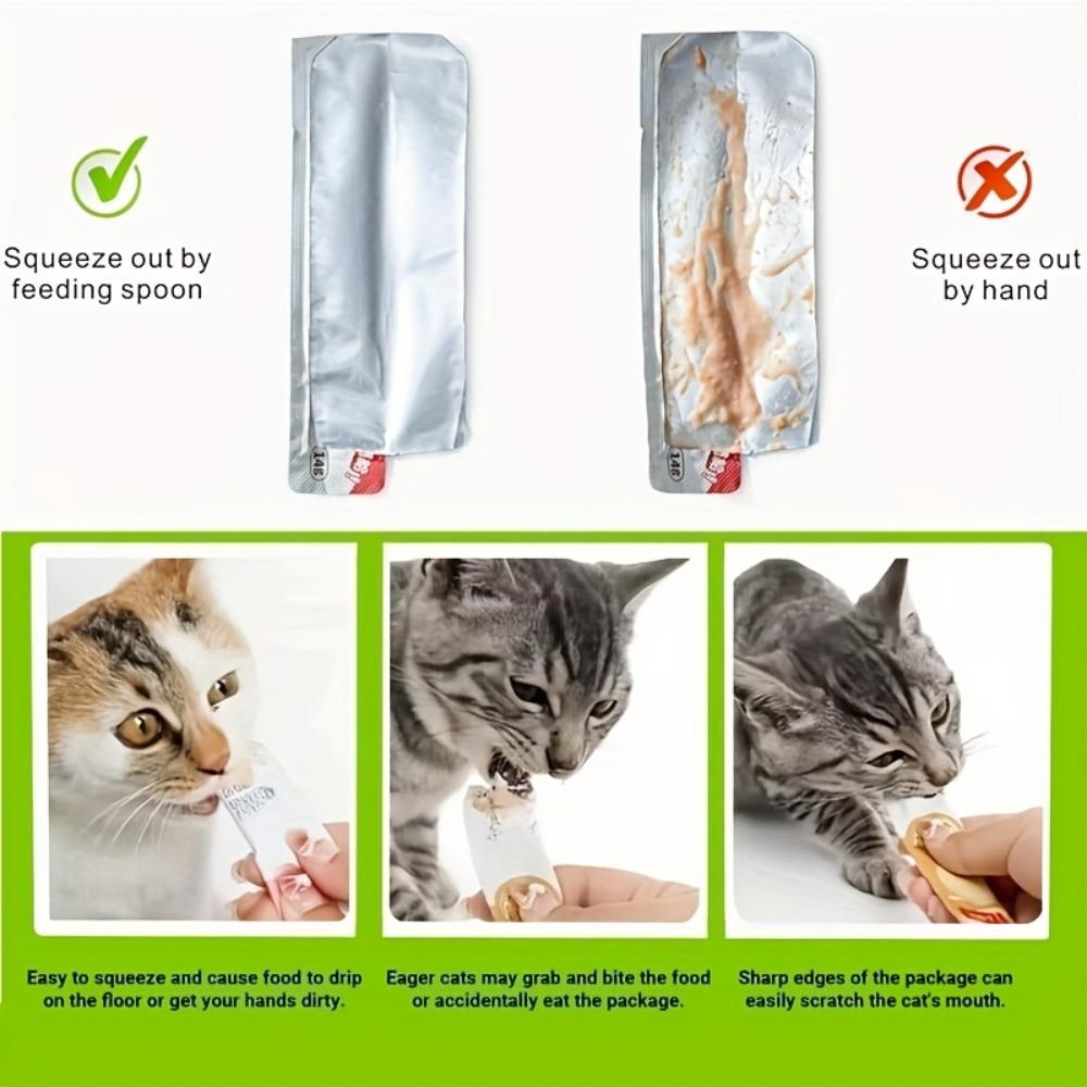 Cat Strip Feeding Squeeze Spoon Wall Mountable Liquid Food Dispenser Convenient Pet Feeding Tool