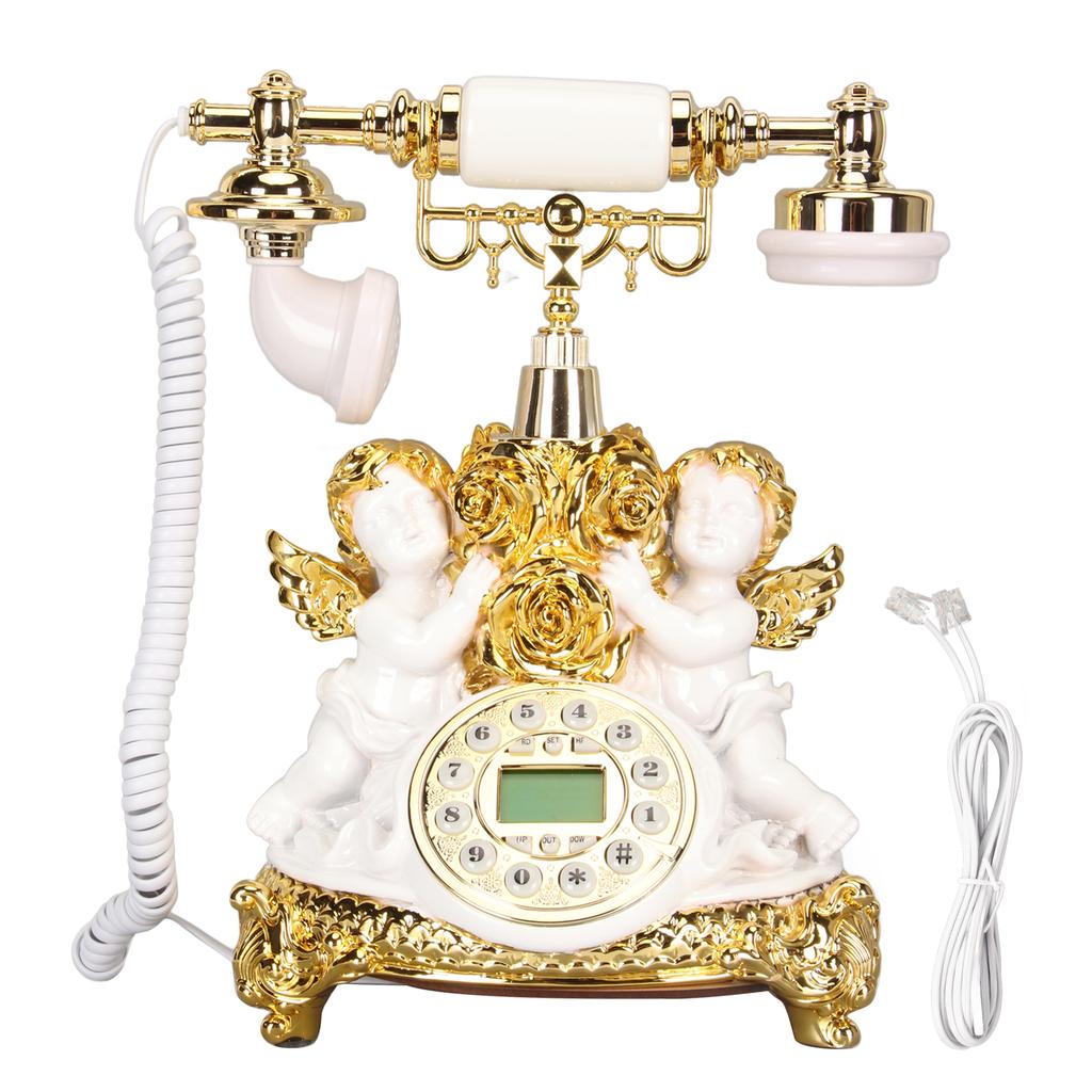 Retro Landline Phone with LCD Display Old Fashioned Antique Vintage Telephone with Push Button for Home Decor Office