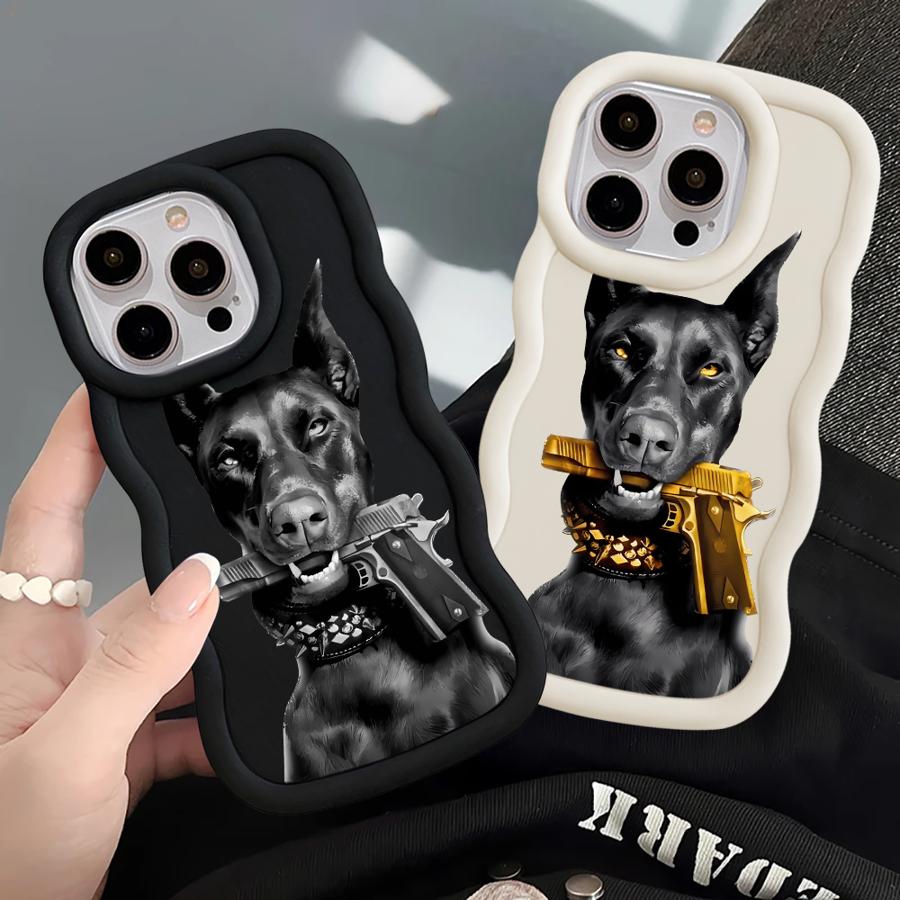 Case for iPhone 8 12 15 Plus 16 Pro Max 14 11 XR 13 17 Air Soft Phone Cover Trendy Doberman