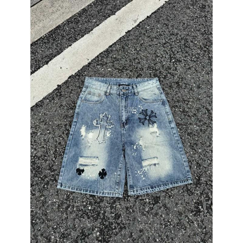 Vintage gewaschene Jeans-Shorts mit Metallakzenten Unisex Straight Fit Punk-Stil Baumwollmischung