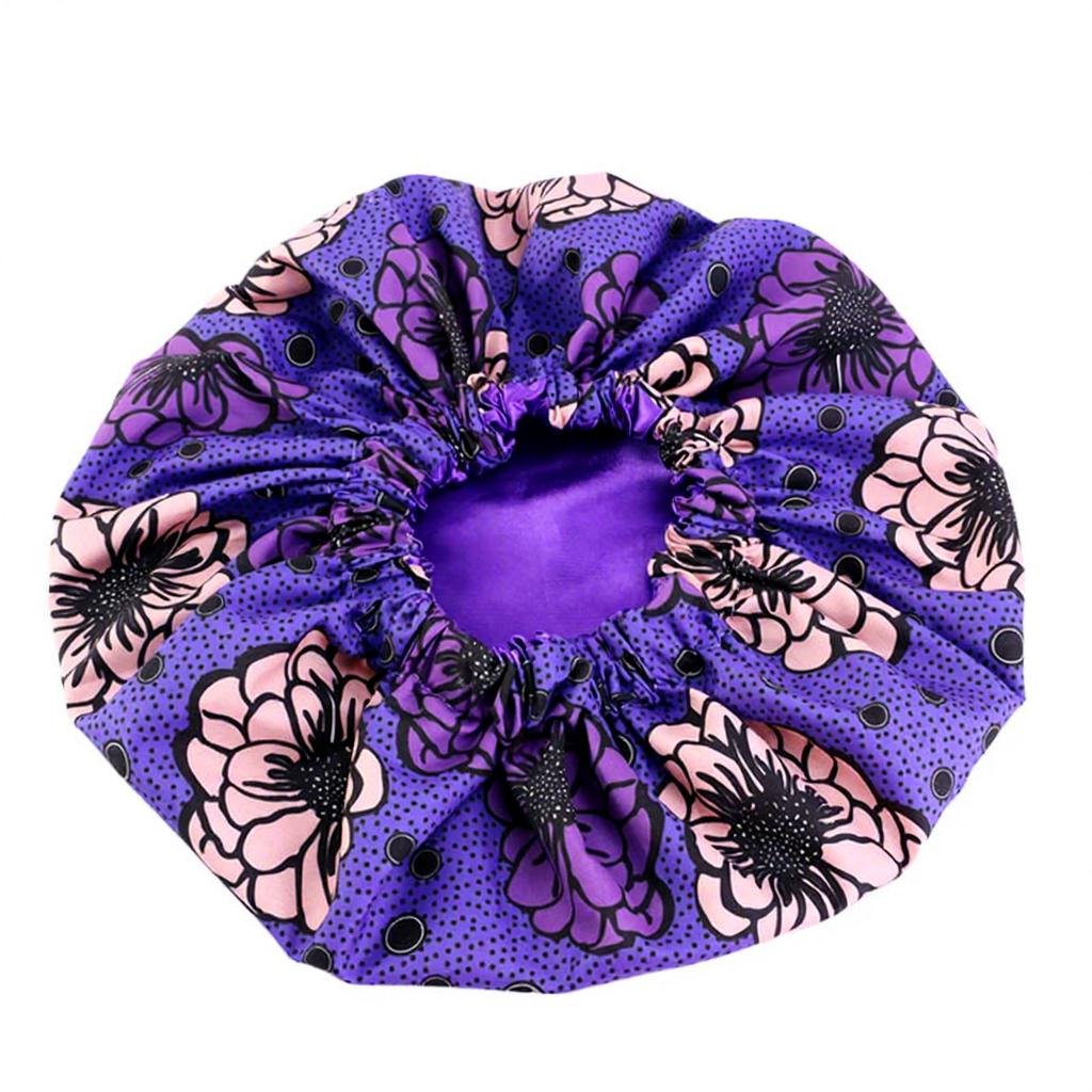 Custom Logo African Print Satin Bonnet Adjustable Double Layer Hair Bonnet Curly Hair Reversible Silky Sleep Cap Night Wrap