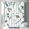 1 piece Nordic green leaf pattern shower curtain, polyester fabric, machine washable, suitable for bathroom decoration