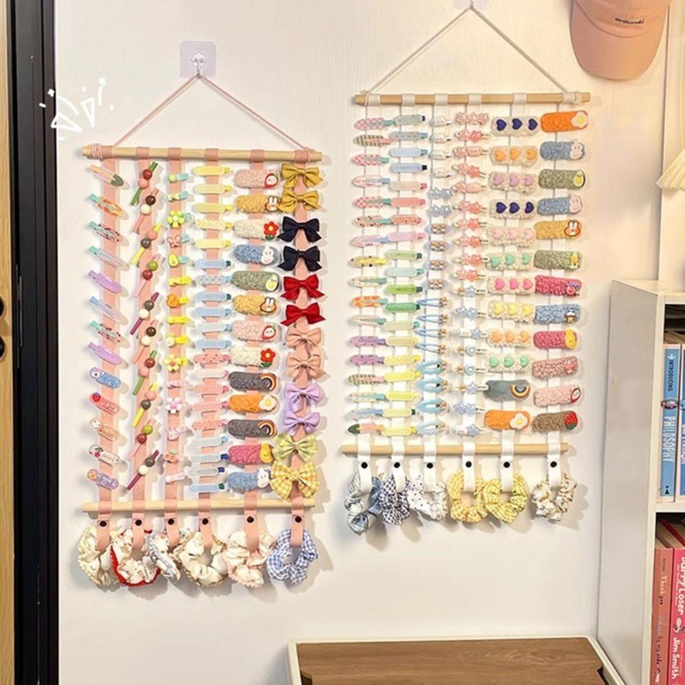 Стойка для хранения детских заколок большой вместимости, настенный держатель для аксессуаров для волос, настенный декор белый