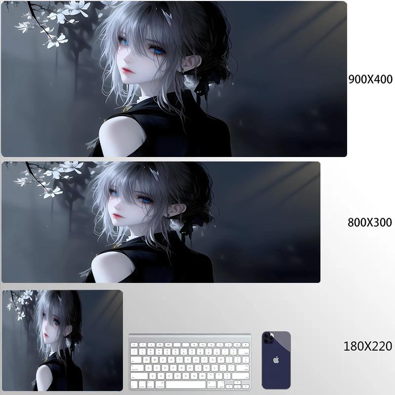 Large Gaming Mousepad Cute Anime Girls Locking Edge Keyboard Mouse Pad Gamer Non-Slip Computer Mouse Mat Kawaii Deskmat Carpet