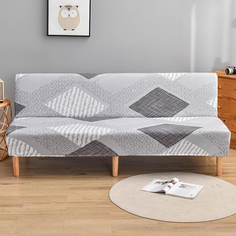 Floral Printed Armless Futon Slipcover Stretch Sofa Bed Slipcover Furniture Protector Without Armrests with Elastic Bottom 1pc