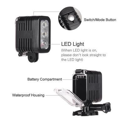 30m Waterproof Led Video Light Diving Lamp 5500-6000k For Go Pro Hero 7 6 5