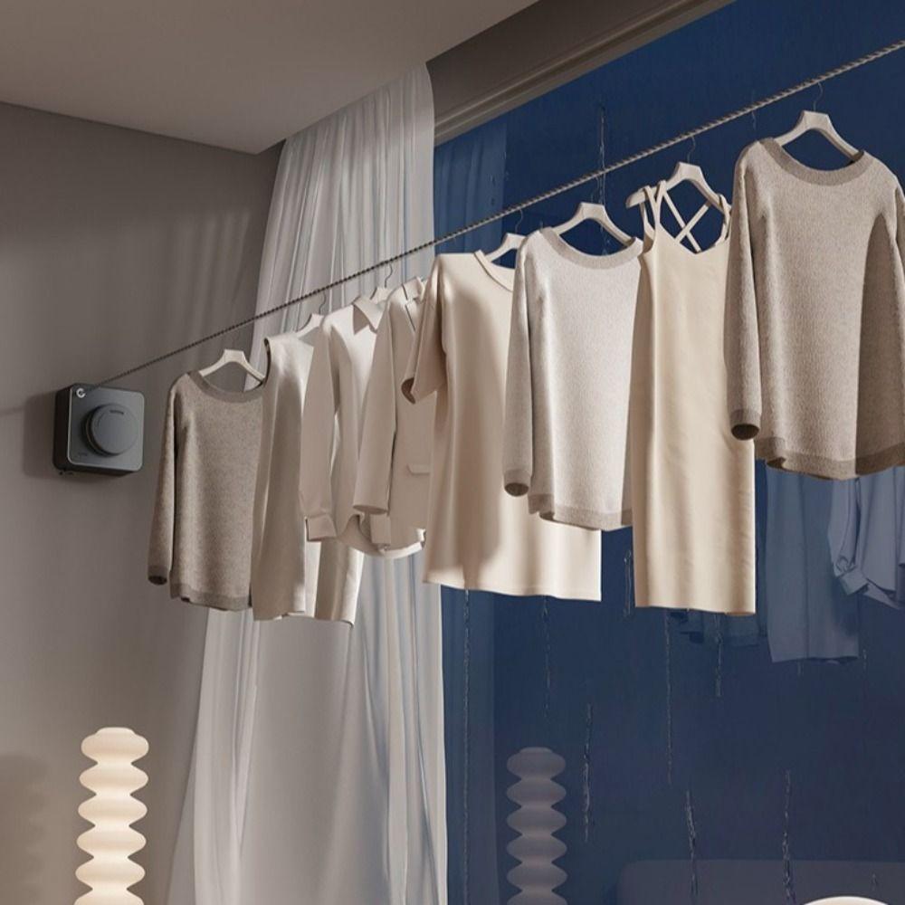 Retracting Retractable Clothesline Wall Mounted Clothes Drying Laundry Rope  Shower Room