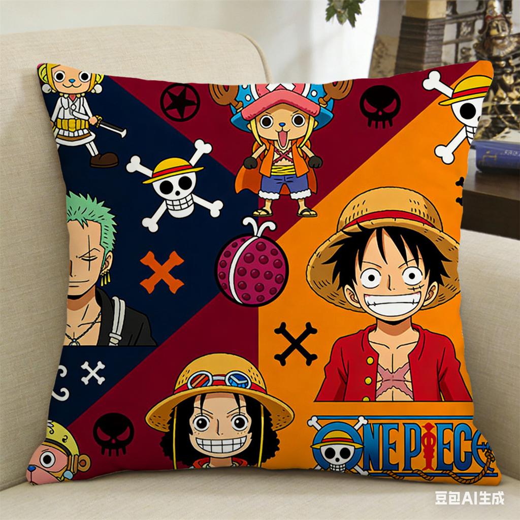 Federa Cuscino One Piece Stampa Personaggio Preferito Fan Anime Federa Decorativa per Camera da Letto Soggiorno e Appassionati di Anime