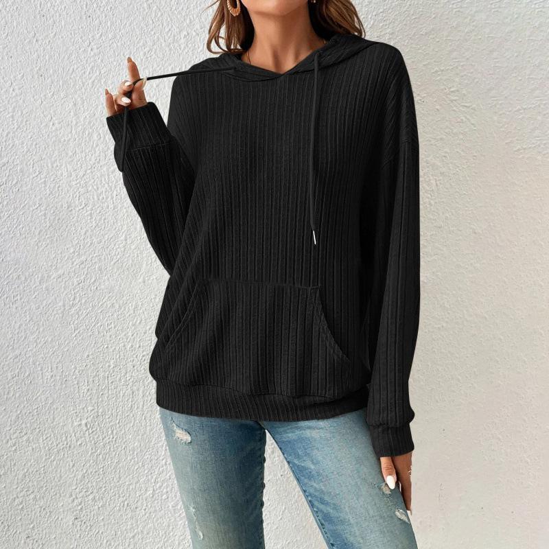 Spring Autumn Women's Casual Long Sleeve Knit Sweater Ladies Fashion Drawstring Hooded Pullover Sweatshirt Tops