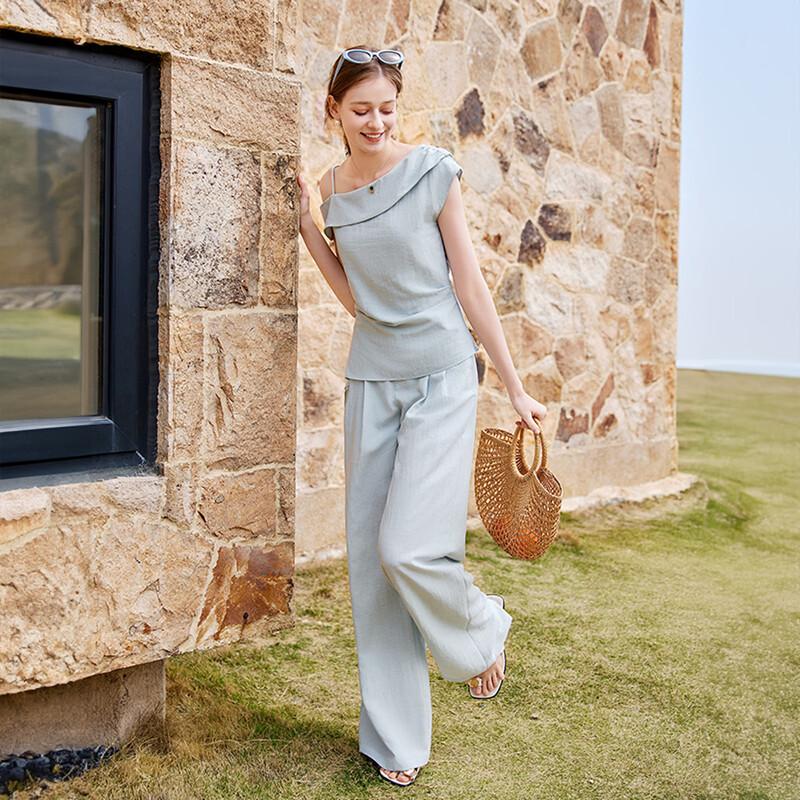 Women's Lyocell Linen Sleeveless Top & Wide-Leg Pants Set