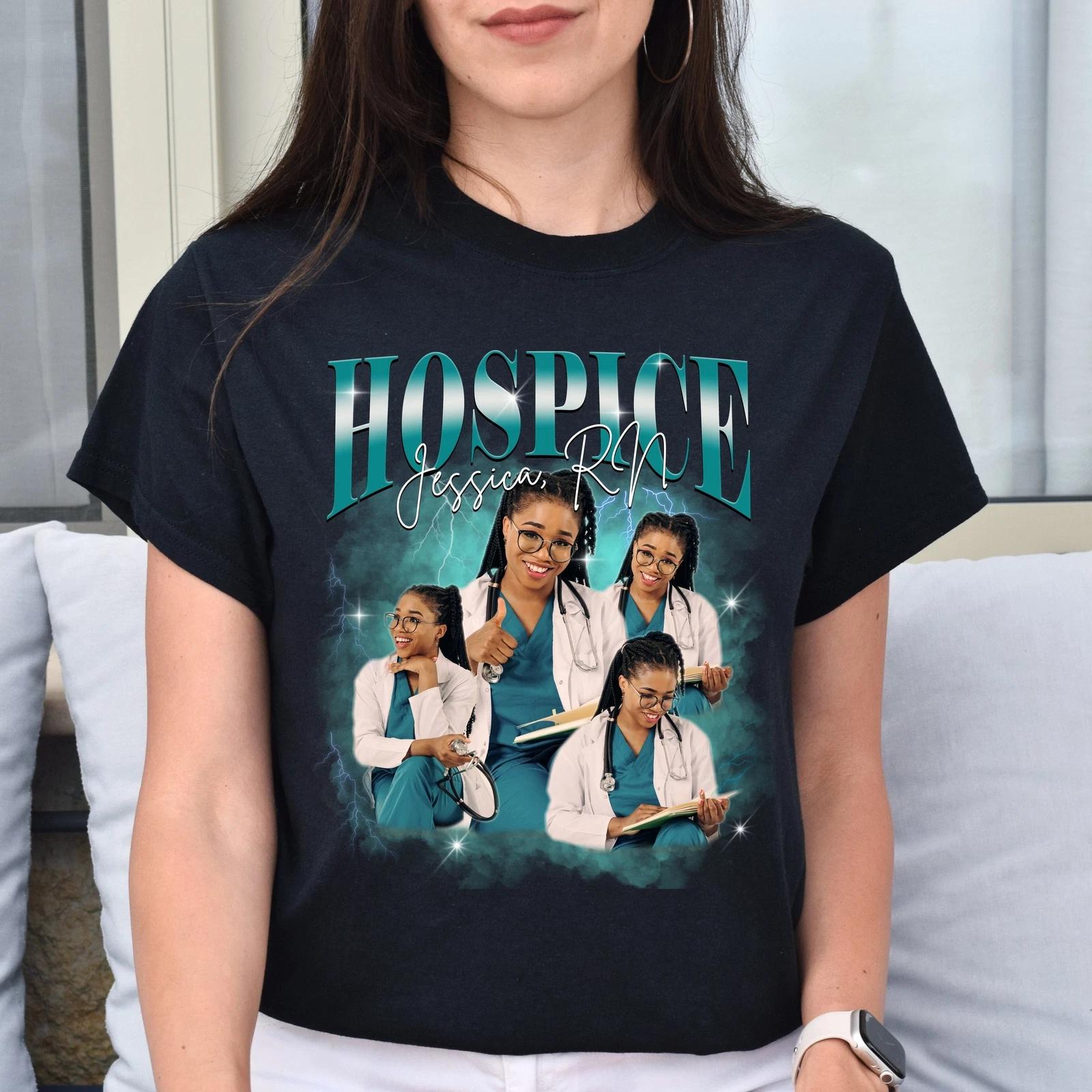 Custom Hospice Unisex T-Shirt Your pictures Hospice Nurse tee Hospice volunteer 4XL