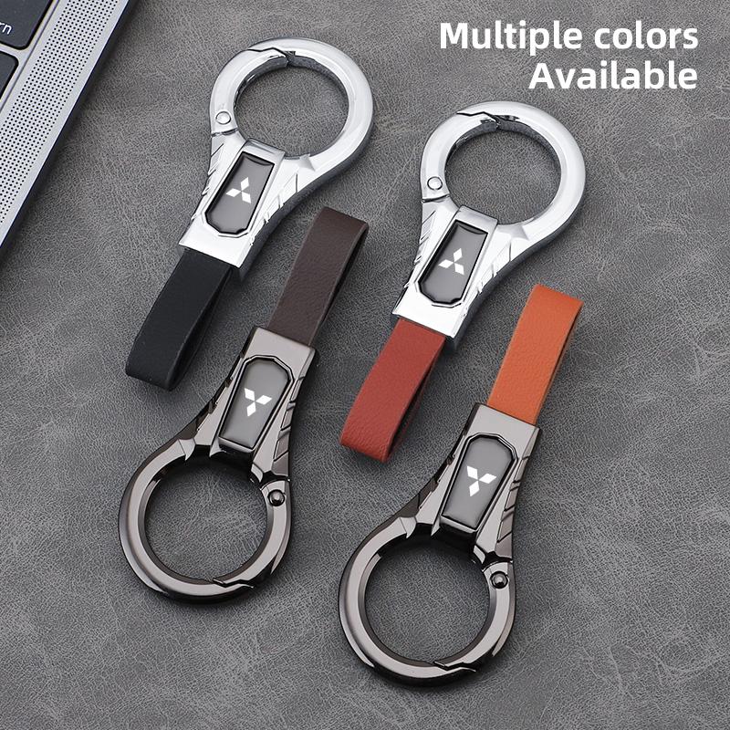nlvc3 High-end Leather Key Chain Car Logo Keyring Auto Interiors Accessories For Mitsubishi Eclipse Outlander Pajero ASX Colt I200 Ex