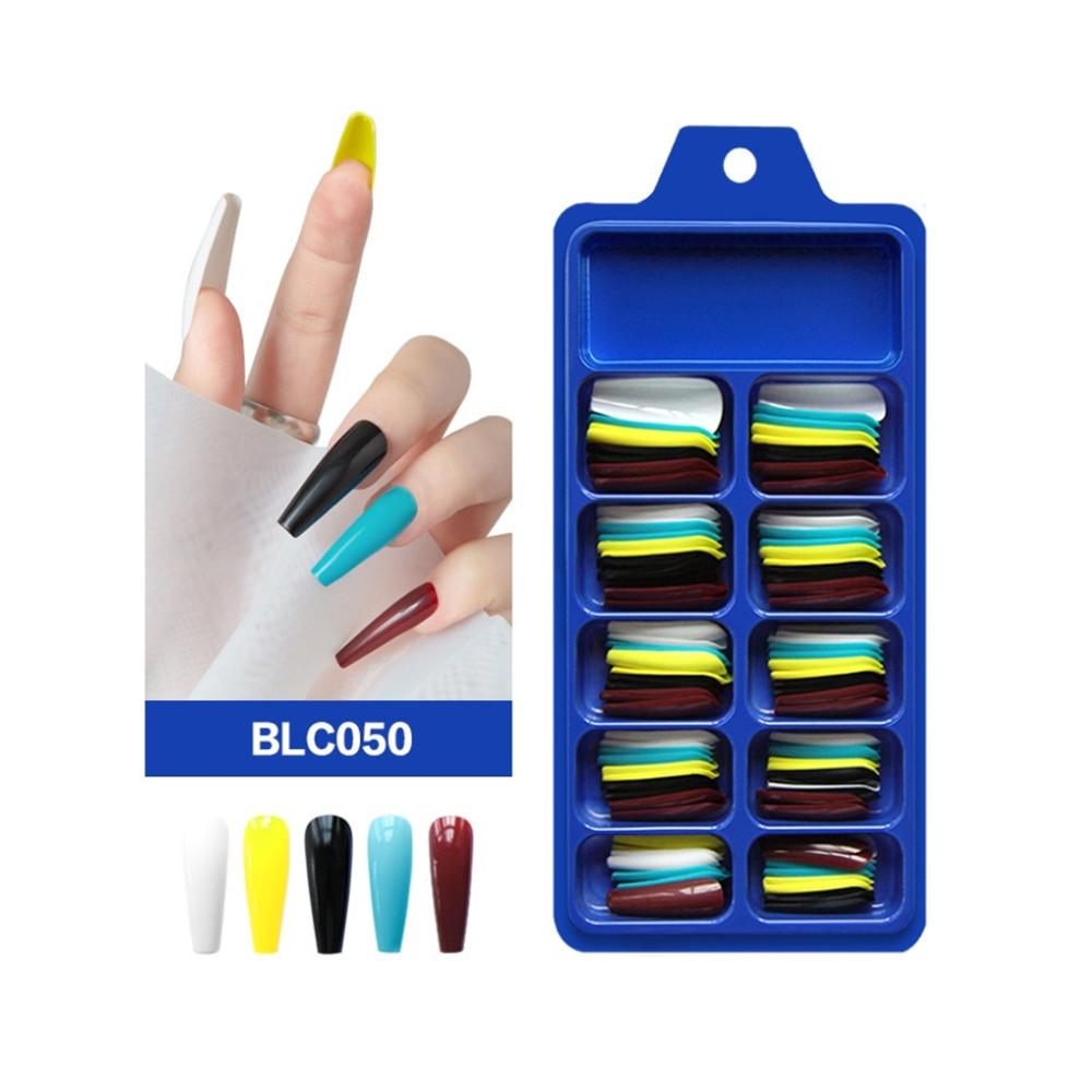 

LACHEER 100 шт. накладные ногти длинные гробы французский яркий цвет полное покрытие накладные ногти УФ-гель акриловый тренировочный маникюр