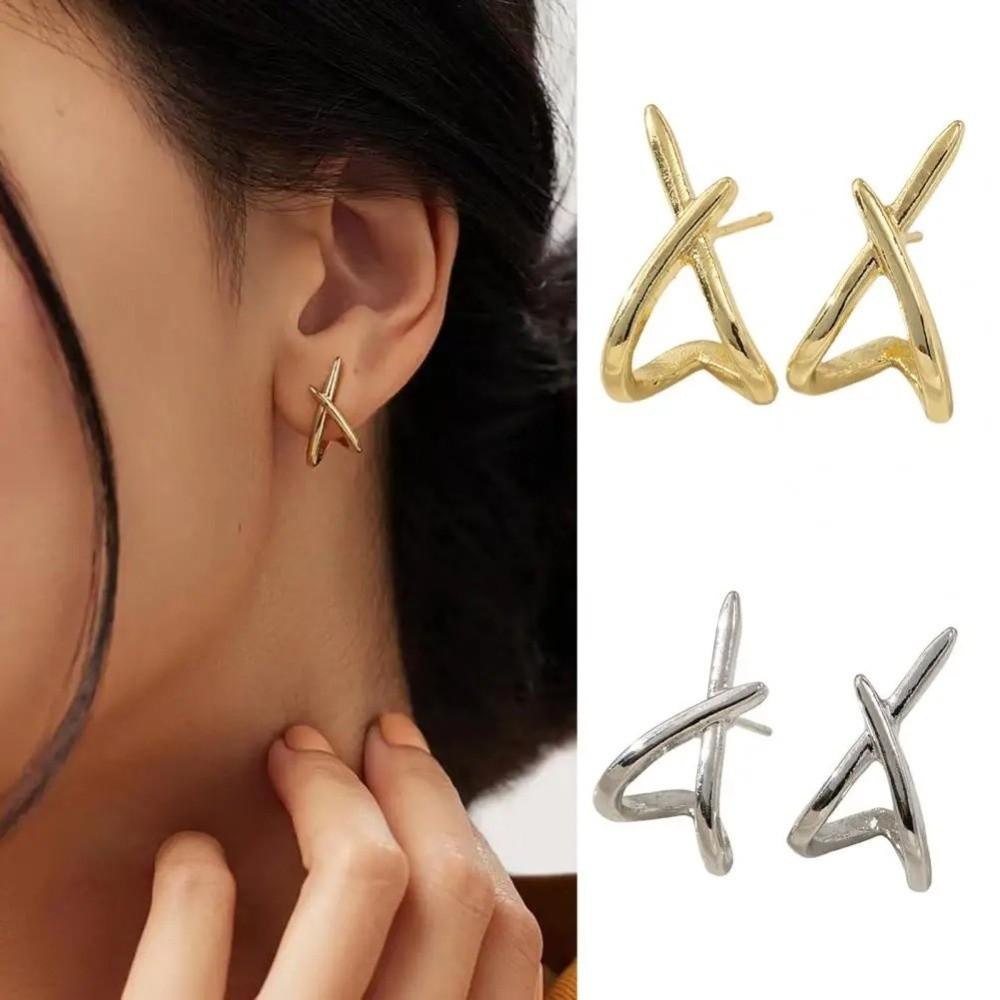 Hypoallergenic Geometric Ear Jewelry Gold Color Zinc Zinc Alloy Hollow Earrings Club