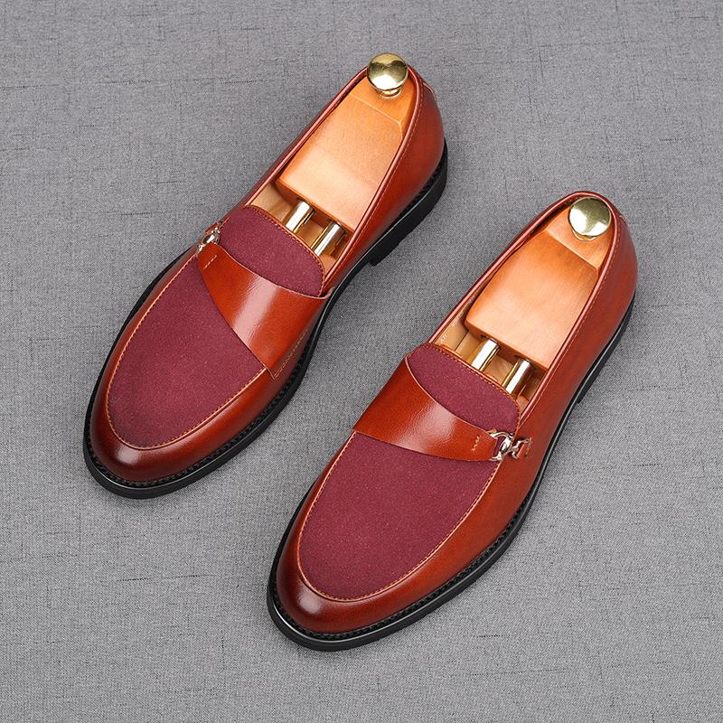 Fashion Fashion New Black Brown Men's Suede Leather Mixed Flats Shoes Male Designer Monk Strap Loafers Homecoming Wedding Dress Footwear