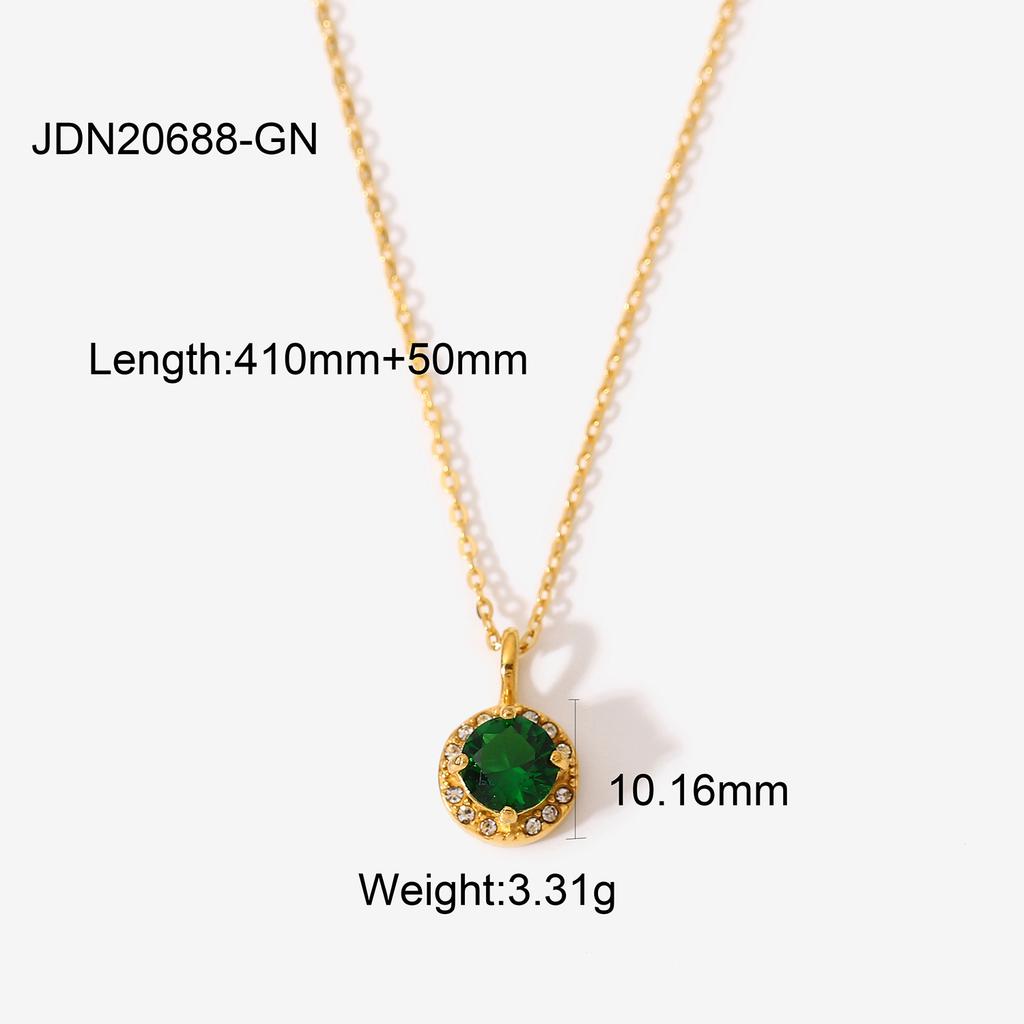 Fashion Trendy Gold Plated Stainless Steel Link Chain Necklace with Zircon Pendants for Women Party Occasions
