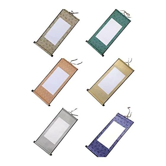 ENN LLC Hanging Scroll, Plain, Blank Scroll, Calligraphy, Japanese Painting, Ink Painting, Scroll, Display, Decoration, Set of 6 Colors