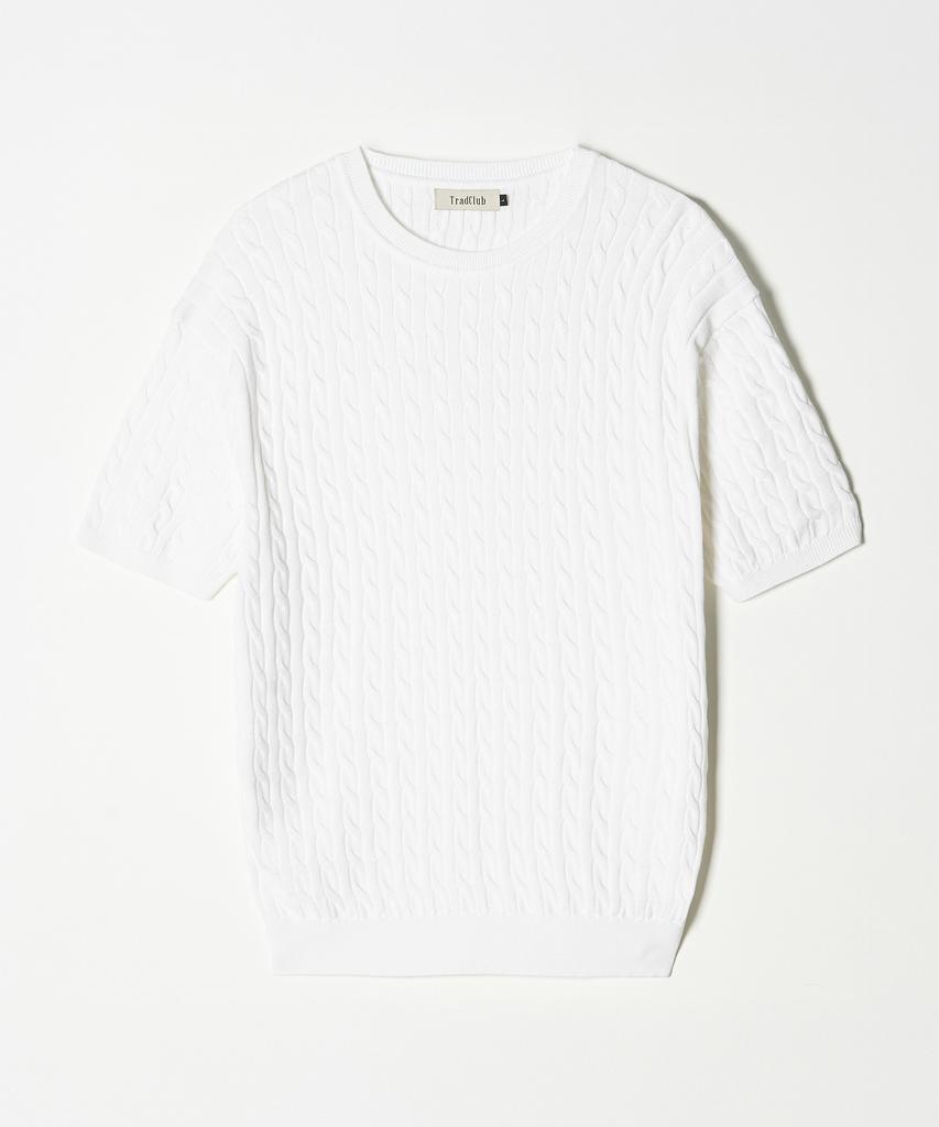 TRADCLUB Cable Round Short Sleeve Knit 7 Colors (Type A)