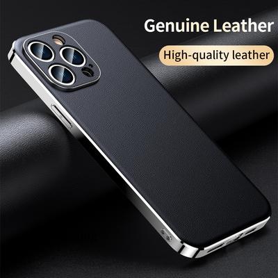 Kožené puzdro na telefón iPhone 15 12 11 13 14 Pro Max 15Pro Plus Luxusné pokovovanie Zadný kryt s plnou ochranou šošovky