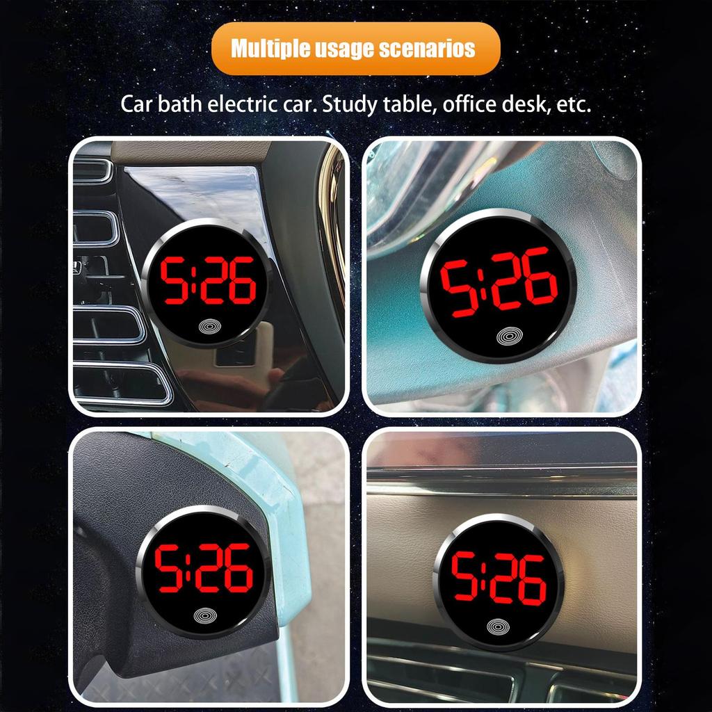 Mini Alloy Clock For Car Glow In The Dark Car Dashboard Watch Round Small Analog Clock Led Automotive Interior Accessories