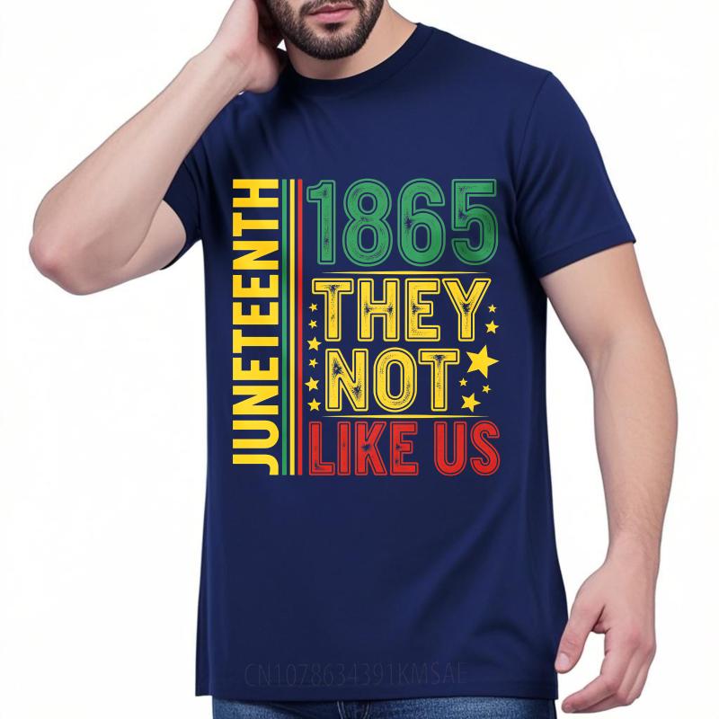 Unisexs tshirt Cotton Shirt Black Summer For Him Tshirt Juneteenth 1865 They Not Like Us Short Sleeve Solid Color ONeck Tees