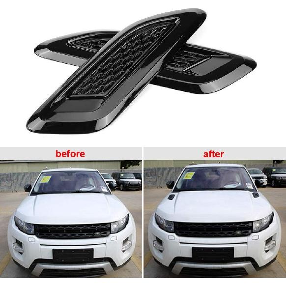 KIMISS Hood Vents, Exterior Hood Air Vent Outlet Wing Trim for Land Rover Range Rover Evoque 2012-2018(Black)