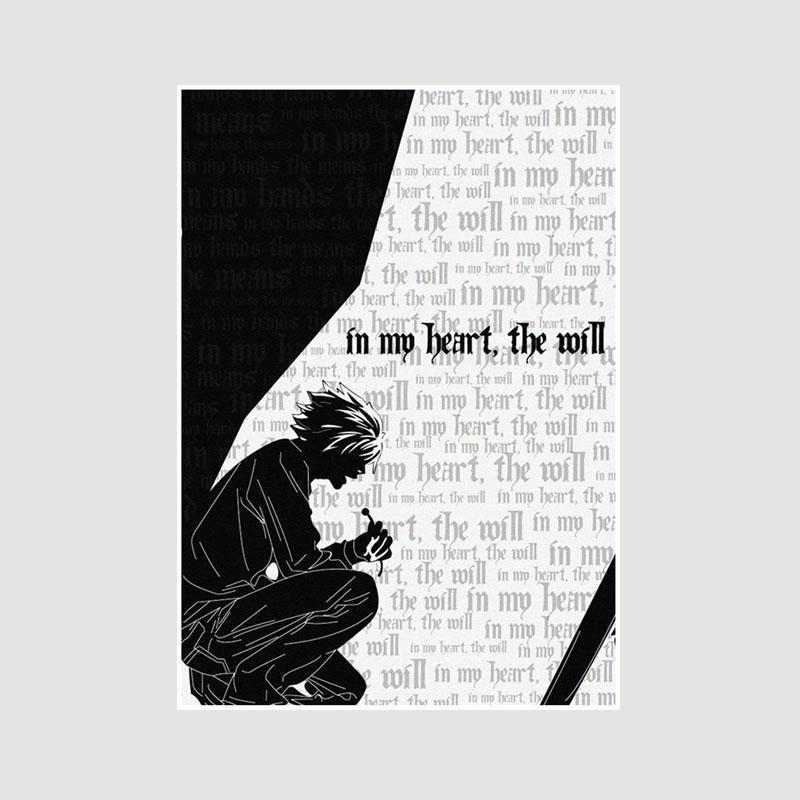 

Класичний японський плакат Death Note Мультяшна фігурка L Ретро білі паперові плакати та принти Живопис Домашній декор Бар Вітальня Фреска 42x30cm