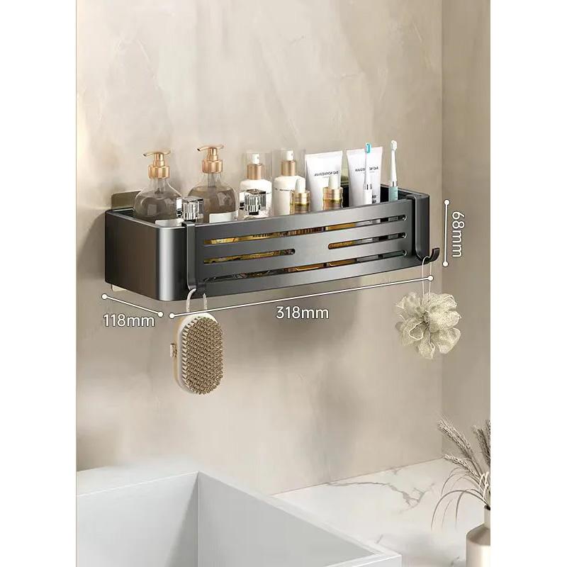 Punch-Free Bathroom Shelf Wall Mounted Shampoo Makeup Storage Holder Kitchen Toilet Square Self Adhesive No Drill Shower Shelves