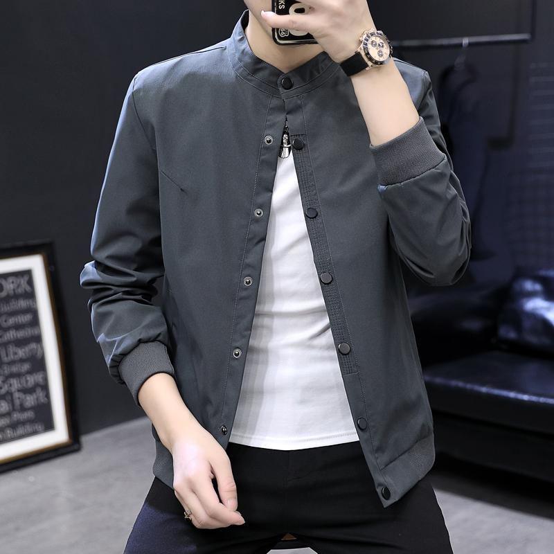 

Мужской осенне-зимний кардиган с воротником-стойкой, карманами на молнии и пуговицах, с длинными рукавами, модный повседневный топ L серый