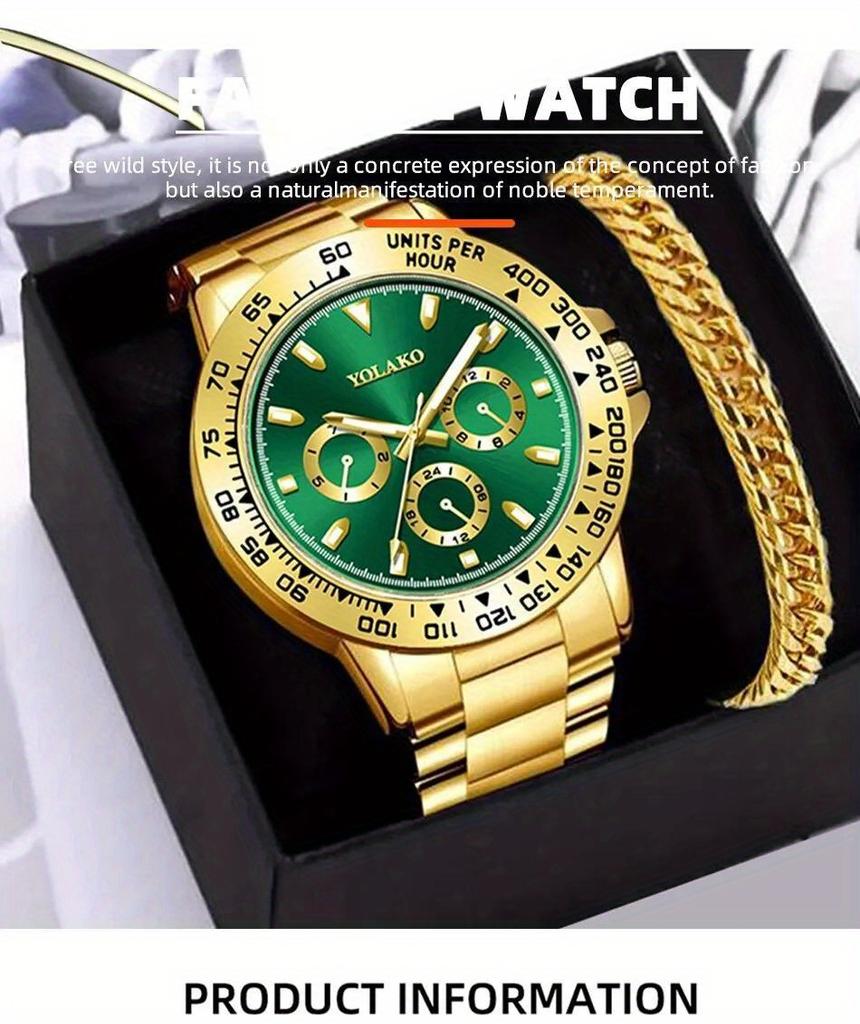 Mode Herren Edelstahl Uhren Luxus Gold Quarz Armbanduhr Kalender Uhr Männer Business Casual Uhr Armband