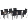 Garden Dining Set 9 Pcs Black Powder Coated Steel