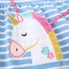 European Unicorn Pattern Summer Dress - Girls' Short-Sleeved Cotton Princess Style