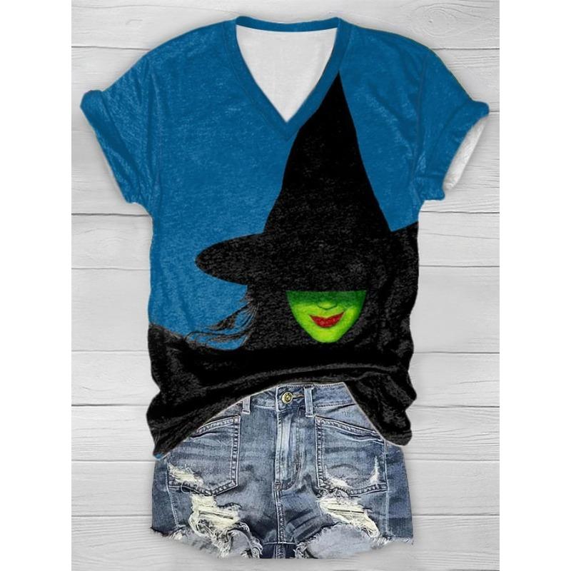 

Летний топ с круглым вырезом и принтом 3D-ведьмы, модные повседневные женские футболки с короткими рукавами XS