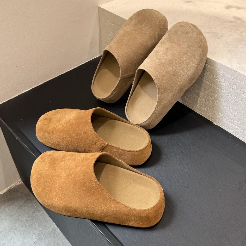 Korean version of bag head slippers women's inner 2025 new spring and autumn fashion thick bottom matte Piboken half slippers