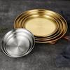 ZISIZ Gold Brushed Stainless Steel Round Serving Plate