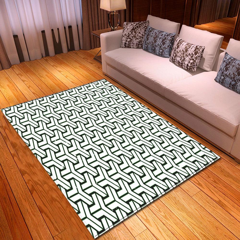 Line Printing Three-Dimensional Carpet Living Room Runway Green Floor Mat