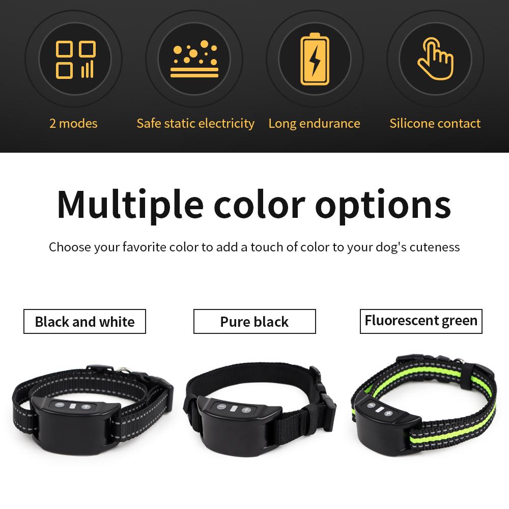 Dog Training Collars Auto Anti-Bark Collar Safety Static Shock 7 Sensitivity Level Nylon Collar Pet Supplies USB Rechargeable
